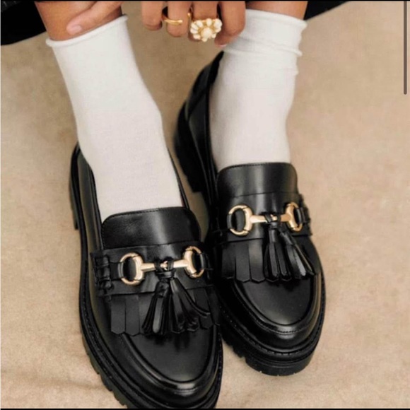 Sezane AMY Black Leather Loafers • 6/6.5/36 EU - Picture 1 of 6